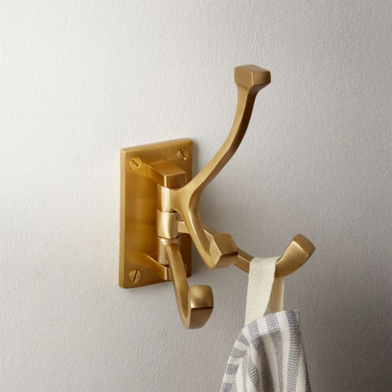 Brass 3-Prong Swivel Towel Hook 5 Brass 3-Prong Swivel Towel Hook - Image 3