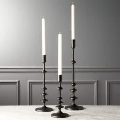 Allis Black Taper Candle Holders Set Of 3