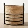 Aminah Woven Storage Basket With Black Handles -Home Decor Sale AminahNatWvnBsktWHndlSHS23
