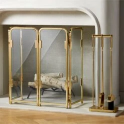 Amos Brass Fireplace Screen -Home Decor Sale AmosBrassFireplaceGroupFHF21