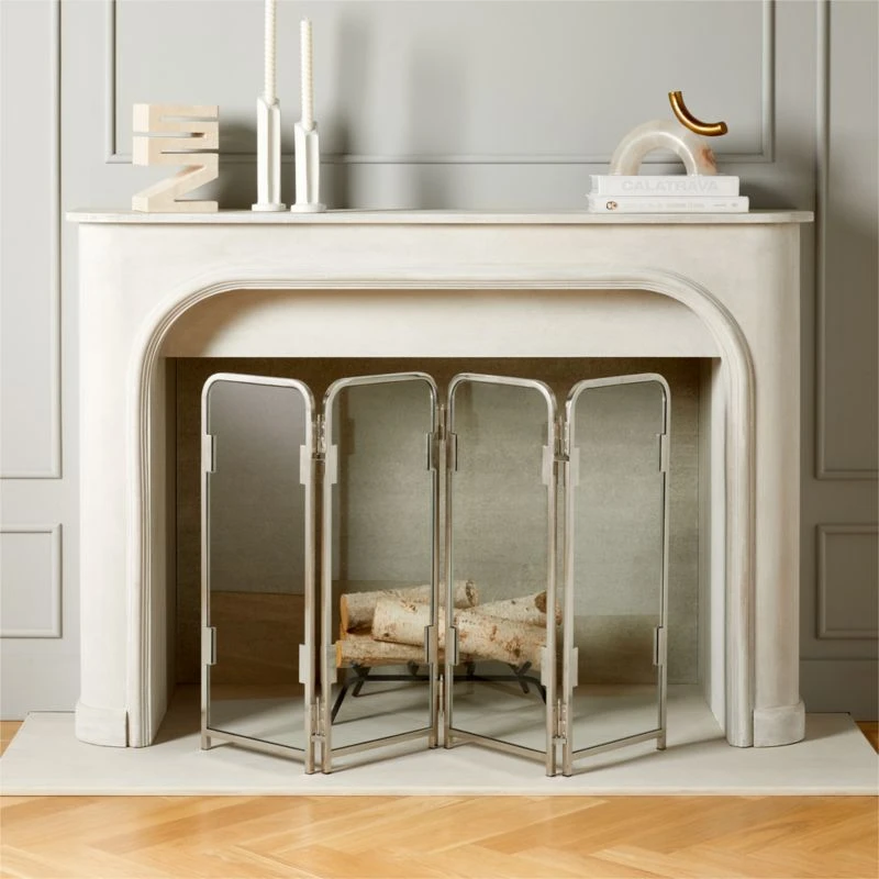 Amos Polished Nickel Fireplace Screen 3 Amos Polished Nickel Fireplace Screen