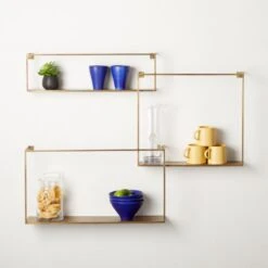 Antiqued Brass Floating Shelves Set Of 3 -Home Decor Sale AntiquedBrssFltngShlvsS3ROS20