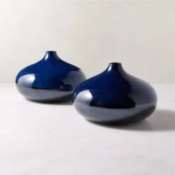 Azure Round Blue Ceramic Vase -Home Decor Sale AzureBlueBlackVaseAV2SHS23