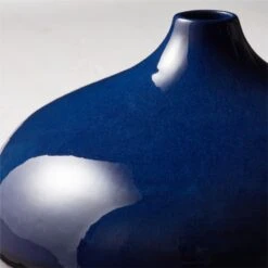 Azure Round Blue Ceramic Vase -Home Decor Sale AzureBlueBlackVaseAVSHS23