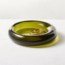 Bangle Green Glass Decorative Bowl -Home Decor Sale BangleLowGlassBowlROS23
