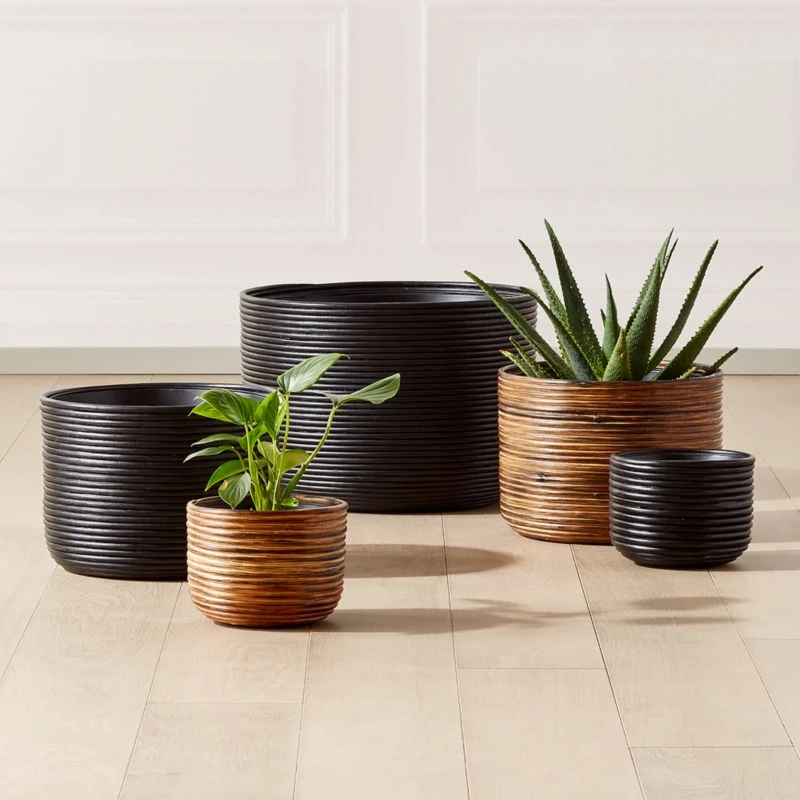 Basket Burnt Rattan Planters 5 Basket Burnt Rattan Planters - Image 3