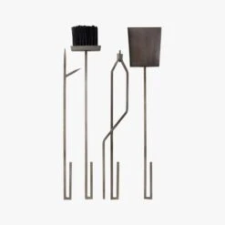 4-Piece Bend Raw Steel Standing Fireplace Tool Set -Home Decor Sale BendFrplcToolsRawSteelS4AVF19
