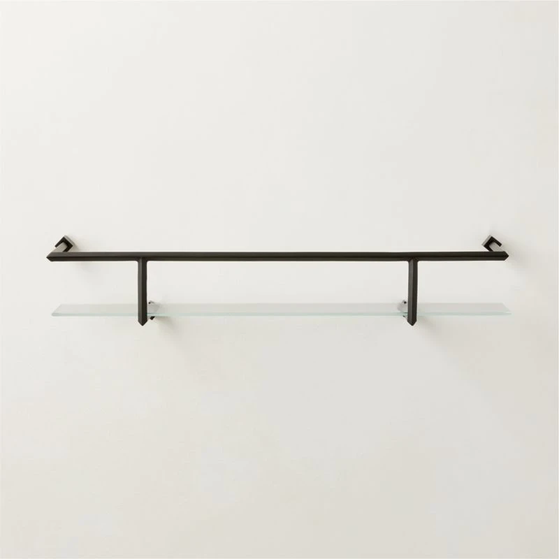 Blaine Black Wall Shelf With Rail 24" 3 Blaine Black Wall Shelf With Rail 24"