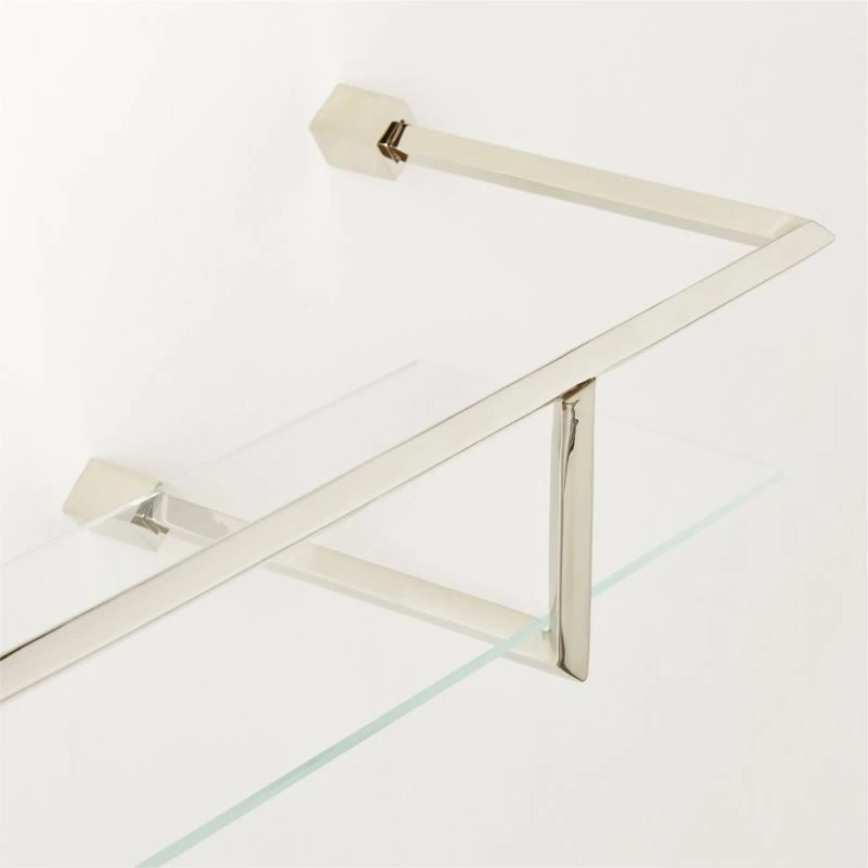 Blaine Polished Nickel Wall Shelf With Rail 36" 6 Blaine Polished Nickel Wall Shelf With Rail 36" - Image 4