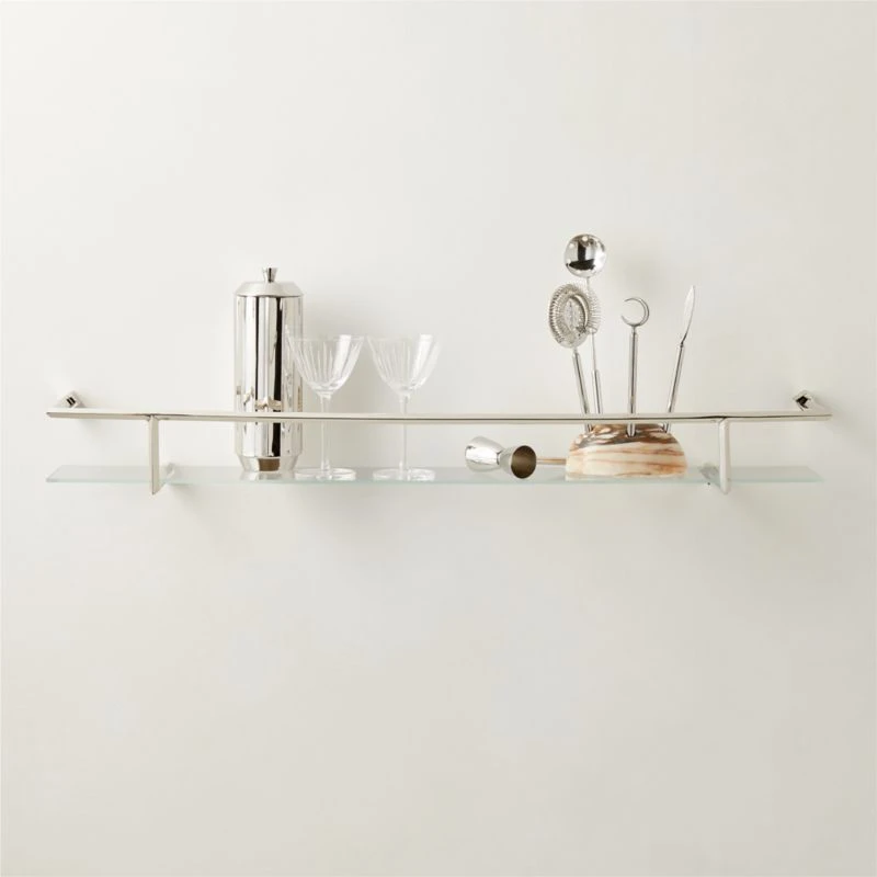 Blaine Polished Nickel Wall Shelf With Rail 36" 4 Blaine Polished Nickel Wall Shelf With Rail 36" - Image 2