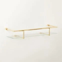 Blaine Polished Brass Wall Shelf With Rail 24" -Home Decor Sale BlaineUldBsWllShlfWR24inAVSHF22