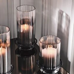Lustro Smoked Glass Hurricane Candle Holder Small -Home Decor Sale CB2FA22 43A V1