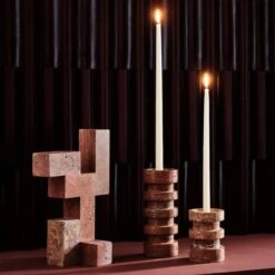 Dev Red Travertine Candle Holders -Home Decor Sale CB2FA22 46D hero
