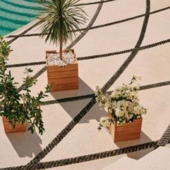 Ferrat Teak Outdoor Planters -Home Decor Sale CB2SU23 RC 01E HERO