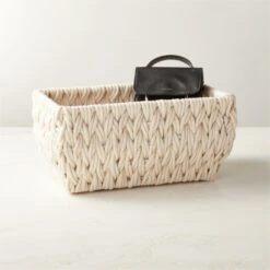 Conway Rectangular White Cotton Storage Basket Small -Home Decor Sale ConwayBasketWhiteAVSHS22