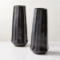 Desi Ribbed Black Vase Tall -Home Decor Sale DesiBlkRctvVaseAV2SHS23