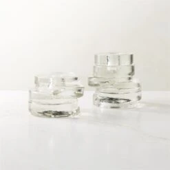 Emitt Cast Glass Taper Candle Holder Set Of 2
