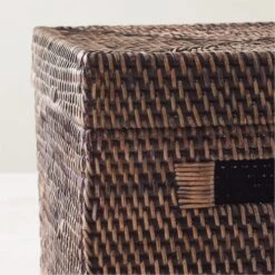 Emme Square Handwoven Espresso Rattan Storage Basket -Home Decor Sale EmmeBoxwLidEspSqAV2SHF22