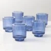 Ezra Blue Glass Tealight Candle Holders Set Of 6 -Home Decor Sale EzraBlueTealightHolderS6SHS23