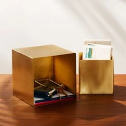 2-Piece Small Solid Brass Studio Storage Box Set