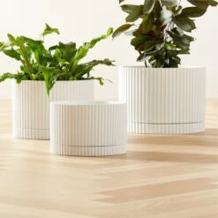Fold White Cement Indoor Planter With Tray XL -Home Decor Sale FoldWhtCementPlanterGroupFHF22