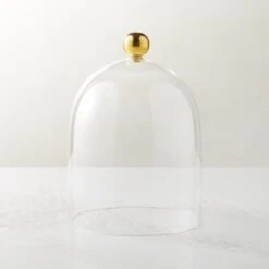 Glass Cloche With Unlacquered Brass Knob