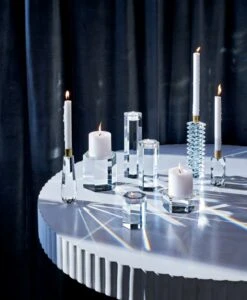 Cosette Crystal Taper Candle Holder Small -Home Decor Sale HexCrystalTeaLightCandleGG19