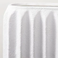 Jessa Rectangular Ribbed White Vase -Home Decor Sale JessWhtTxtrdVaseAVSHS23