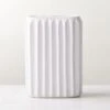 Jessa Rectangular Ribbed White Vase -Home Decor Sale JessWhtTxtrdVaseSHS23