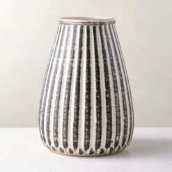 Justina Ribbed White Vase