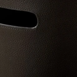 Black Leather Laundry Hamper -Home Decor Sale LeatherBlkIvoryHamperAV2SHS23