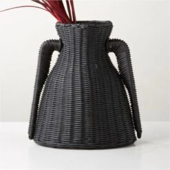 Luana Woven Black Vase Small -Home Decor Sale LuanaBlkWvnVaseBasketSmAVSHS23
