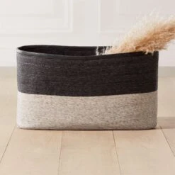 Luna Braided Two-Toned Storage Basket 8 Luna Braided Two-Toned Storage Basket -Home Decor Sale LunaBlackNNaturalBasketROF19
