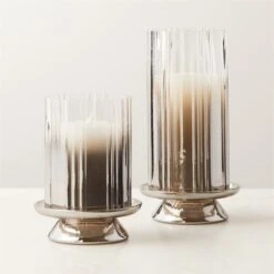 Lustro Smoked Glass Hurricane Candle Holder Small -Home Decor Sale LustroGlassHurricaneGroupFHF22