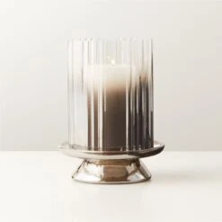 Lustro Smoked Glass Hurricane Candle Holder Small -Home Decor Sale LustroGlassHurricaneSmROF22