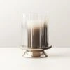 Lustro Smoked Glass Hurricane Candle Holder Small