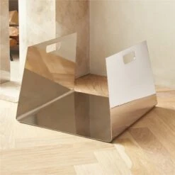 Maddox Polished Nickel Log Holder -Home Decor Sale MaddoxNcklPltdLogHolderROF22