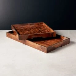 Marq Rectangular Burl Wood Tray -Home Decor Sale MarqSquareBurlwoodTraysFHS21