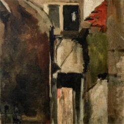 'Neighborhood Street In Rijswijk' Framed Reproduction By George Hendrik Breitner 25''x37'' -Home Decor Sale NgbrhdSttRijswijk25x37inAVSHF22