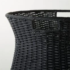 Palmer Black Wicker Storage Basket 7 Palmer Black Wicker Storage Basket -Home Decor Sale PalmerBlackTprdBasketAV2SHS23
