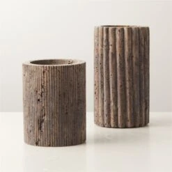 Pietra Grey Travertine Pillar Candle Holder Small -Home Decor Sale PietraTrvrtnPllrHolderGroupFHF22
