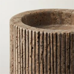 Pietra Grey Travertine Pillar Candle Holder Small -Home Decor Sale PietraTrvrtnPllrHolderSmAV2SHF22