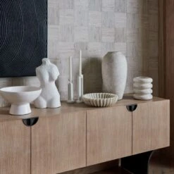 White Ceramic Pedestal Bowl -Home Decor Sale PontCredenzaRippleIIPaintingJL21 1x1 1