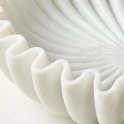 Reve Round Fluted White Marble Bowl -Home Decor Sale ReveFlutedMarbleBowlAVSHF20