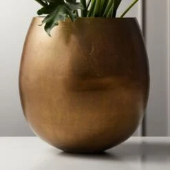 Rough Cast Brass Metal Indoor Planter Small -Home Decor Sale RoughCastBrassSmPlanterROF19