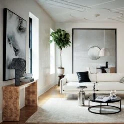 Renata White Porcelain Indoor Planter Small -Home Decor Sale RykerWhiteVelvetSofaMR21 V2