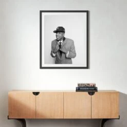 'Jay Z At MILK Studios' Photographic Print In Black Frame 17.5"x21.5" -Home Decor Sale SEJayZMILKStdBlk39p5x28p5S22 3D