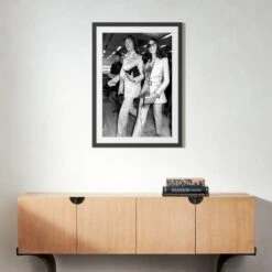 'Mick And Bianca At The London Airport, 1970' Photographic Print In Black Frame 17.5"x21.5" -Home Decor Sale SEMickNBiancaBlk33x39p5S22 3D
