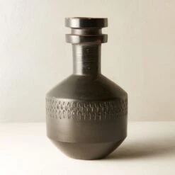 Smoke Stack Black Terracotta Vase