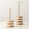 Stacked Marble And Brass Pillar Candle Holders Set Of 2 -Home Decor Sale StackedMarbleStandsS2SHF22 1